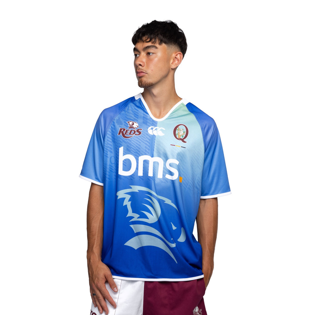 2025 Queensland Reds Mens Blue Replica Training Jersey