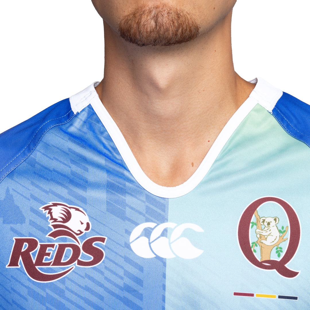 2025 Queensland Reds Mens Blue Replica Training Jersey